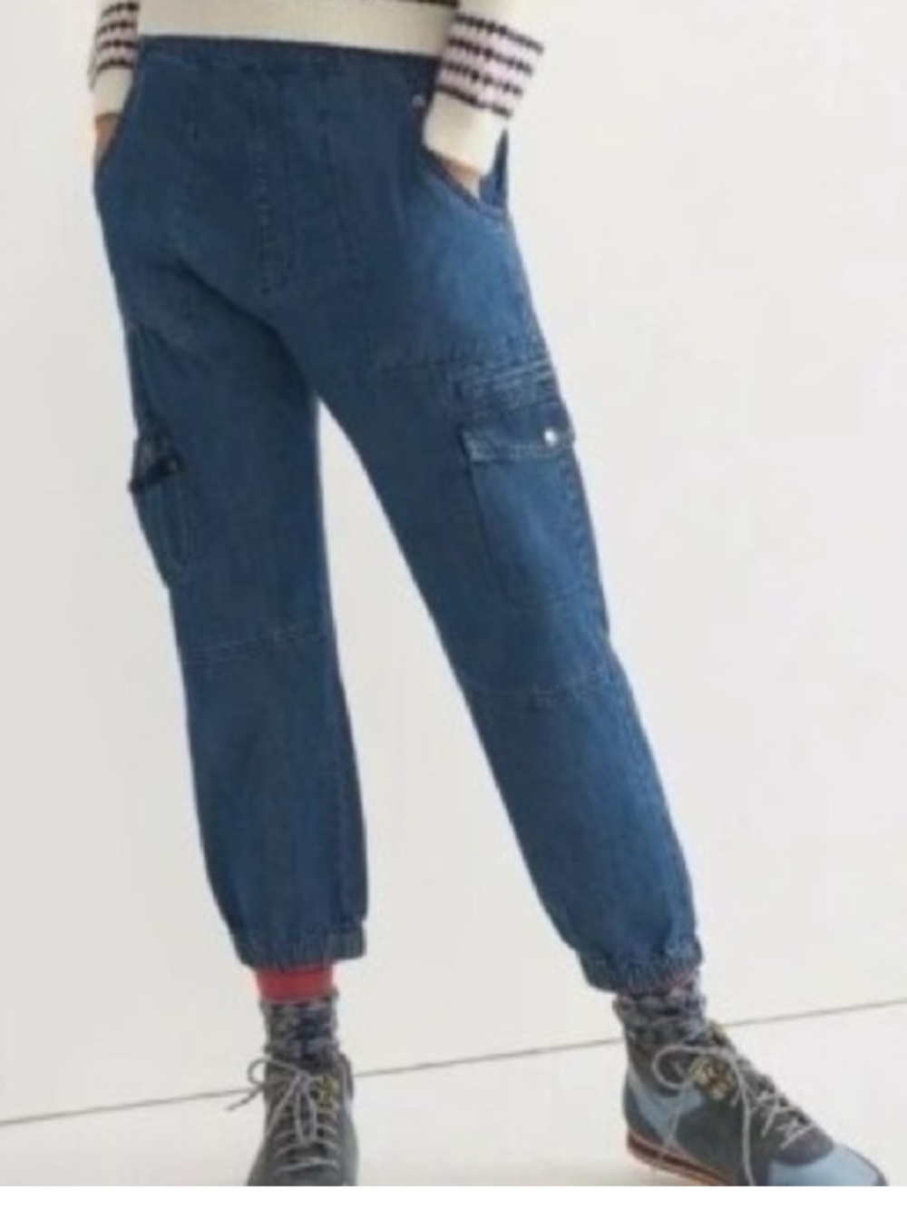 ANTHROPOLOGIE Pilcro & The Letterpress Cargo Barrel Jogger Denim Ankle Jeans 6